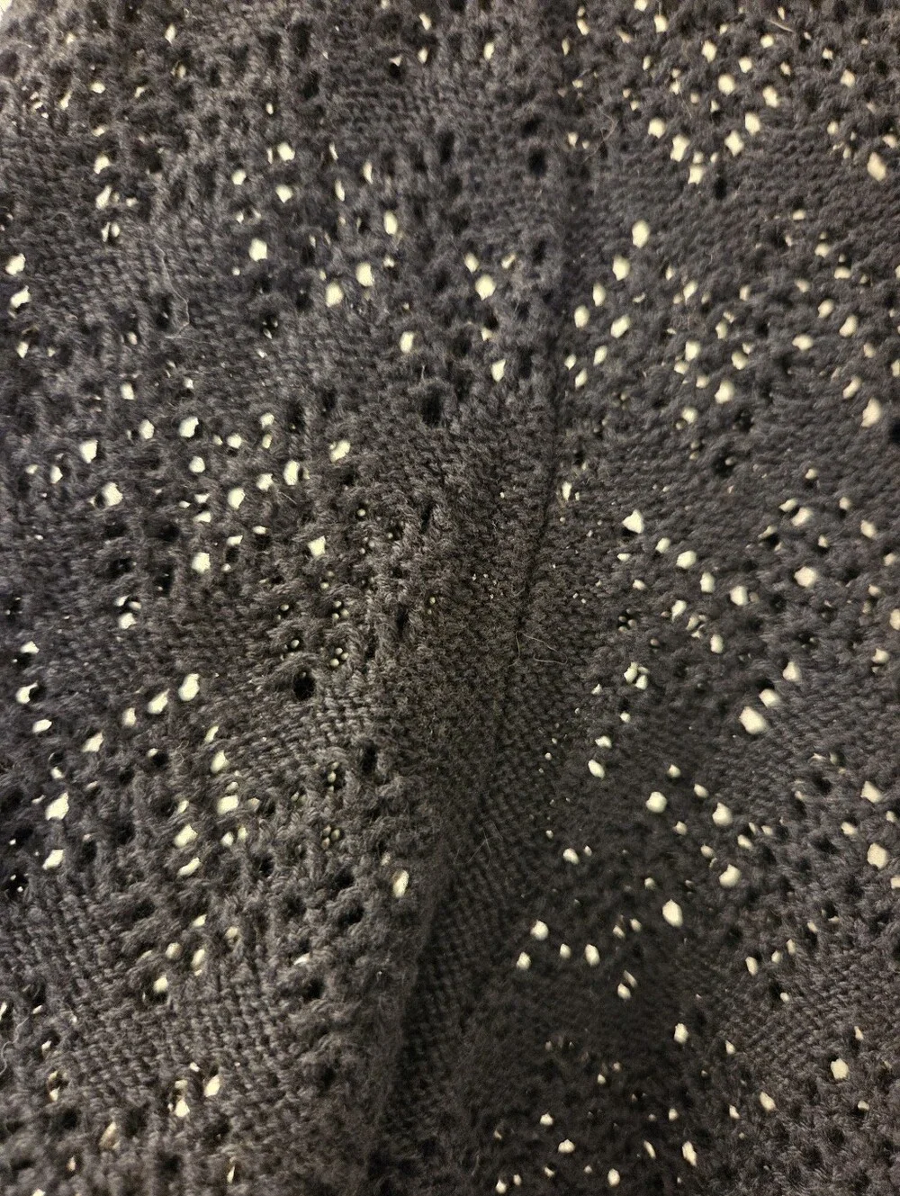 J. Crew Black Scalloped Edge Pointelle Cardigan. Size L